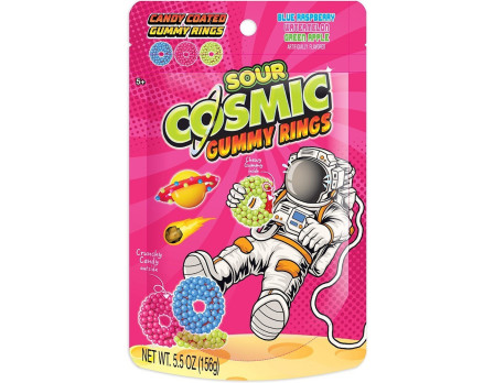 Cosmic SOUR Candy-Coated Gummy Rings Peg Bag 5.5oz.