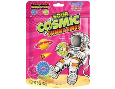 Cosmic SOUR Candy-Coated Gummy Rings Peg Bag 8oz.