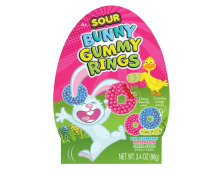 Hilco Sweets Easter SOUR Candy-Coated Gummy Rings Egg Box 3.4oz.