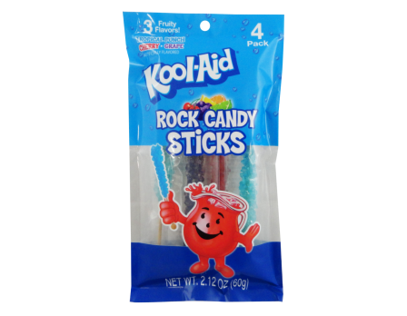 Kool-Aid 4Pk. Rock Candy Sticks Peg Bag 2.12oz.